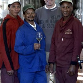 Lukas Wentzel and the winemaking team