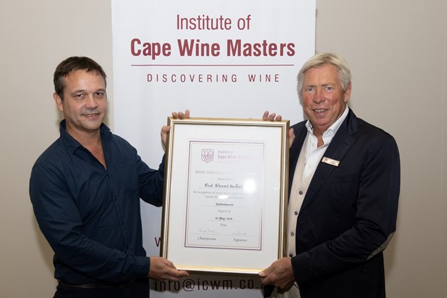 Institute of Cape Wine Masters celebrates excellence: Prof Wessel du Toit and Junel van der Merwe recognised