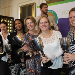 Old Mutual Trophy Awards - The Winning Gals with their trophies.JPG