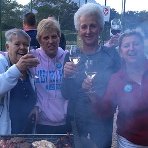 Judy Brower (wine.co.za) and gang at Tennis Club