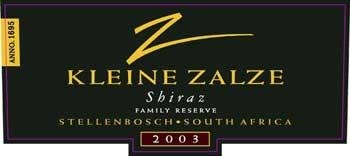 Kleine Zalze Family Reserve Shiraz 2003